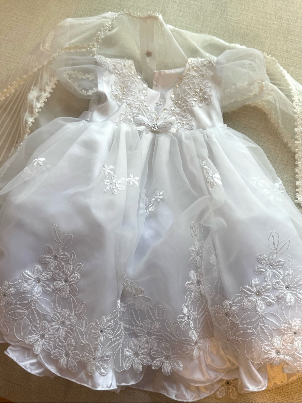 White Baby Girls' Floral Embroidered Dress